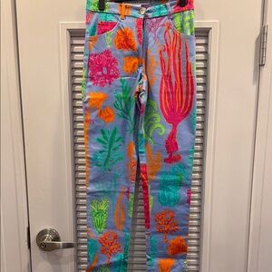 Vibrant Coral Reef Print Skinny Jeans